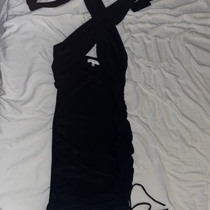 Black cutout halter dress